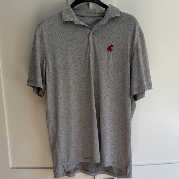johnnie-O Heather Gray Polo with Red Logo - Picture 1 of 5